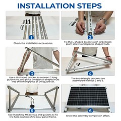 Adjustable Solar Panel Mount Brackets – 2 Sets, 45″ with Foldable Tilt Legs for