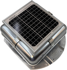 Solar Mega Roofblaster for 3.5″ Ribbed Conex Shipping Container Vent (Galvanized