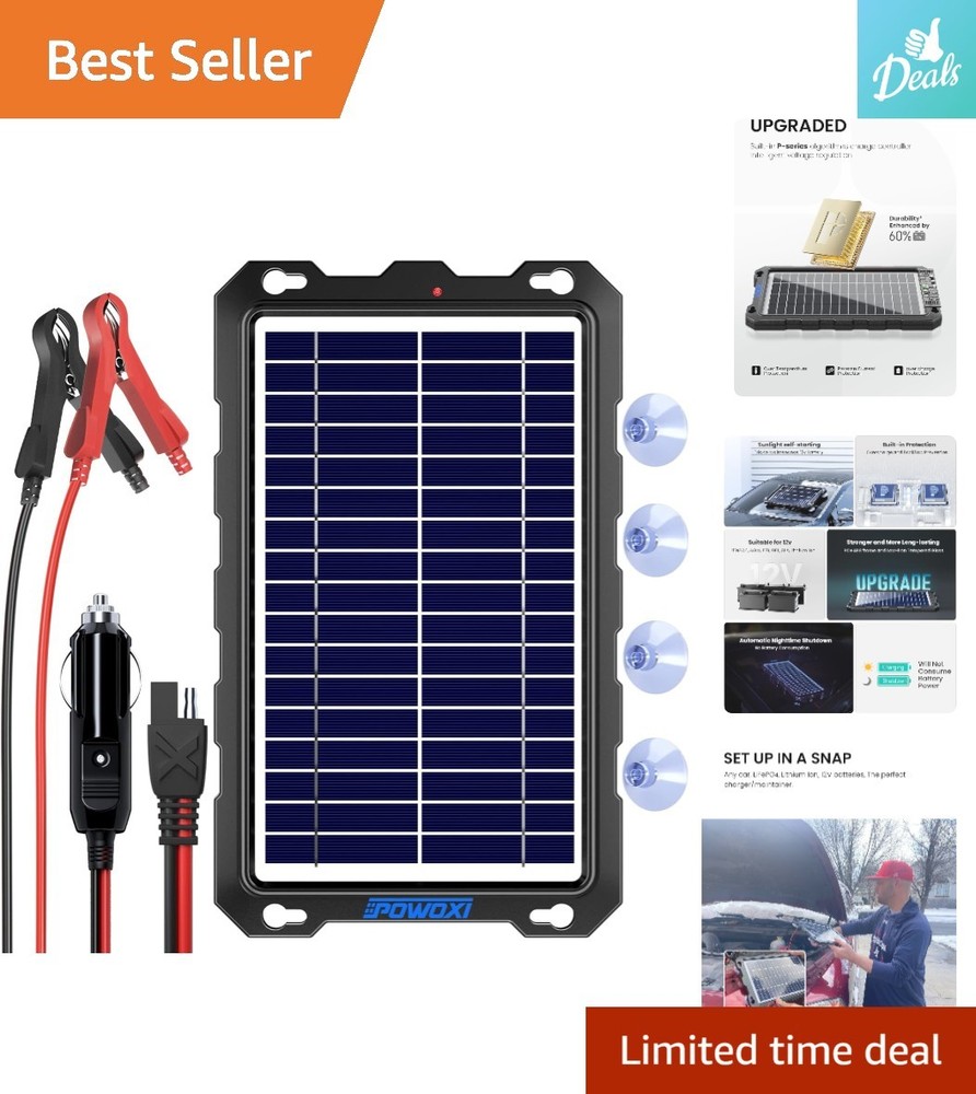 Eco-Friendly 7.5W Solar Trickle Charger with LED Indicator for All 12V Vehicles