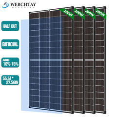 200W 400W 600W 800W Bifacial Solar Panel 12V Home PV Power Off-Grid Boat Power