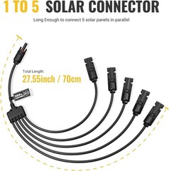Solar Y Connector Solar Panel Parallel Connectors Extra Long 1 to 5 Solar Bra…