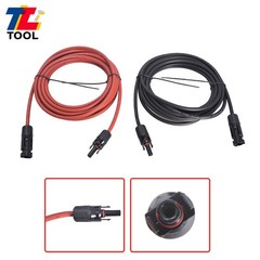 1 Pair Solar Panel Extension Cable Wire Connector 20 Feet Black + Red 6mm²/10AWG