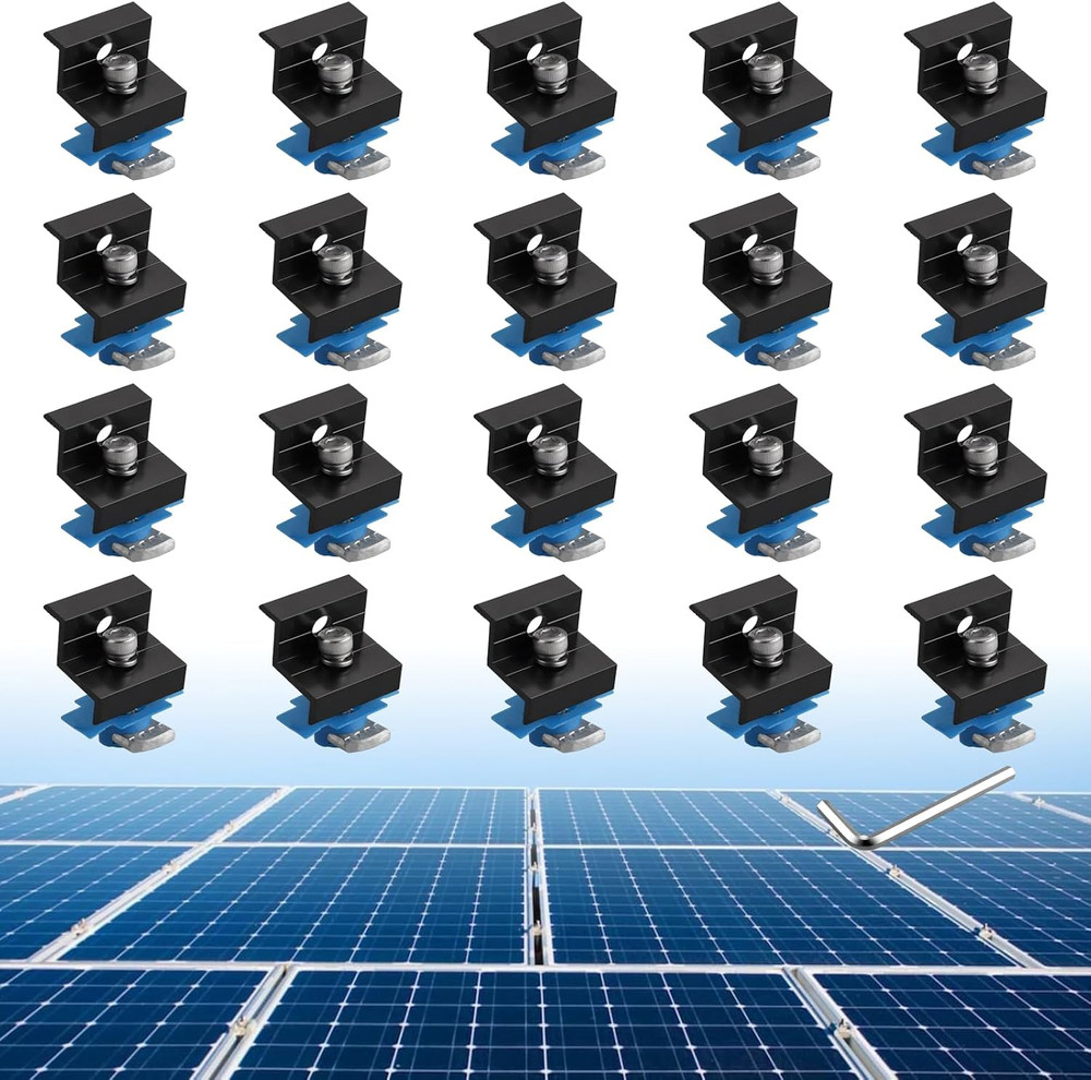 20Pcs Solar Panel End Clamp for Standard Unistrut, Aluminum 30Mm/35Mm