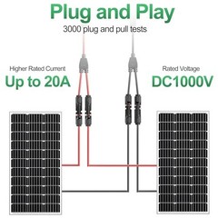 30A Y Branch Solar Connector Kit Waterproof Parallel Adapter for Solar Panels