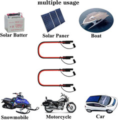 2-Pack SAE Extension Cable 14AWG 20A Solar RV Power Wire with Waterproof Cap 3Ft