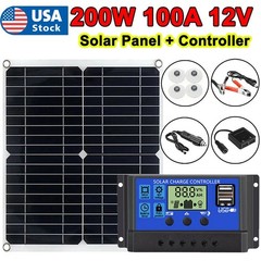 200 Watts Solar Panel Kit 12V 100A Battery Charger with Controller Caravan Boat