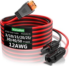 Vansdon Solar to XT60i Extension Cable 12AWG 20FT XT60i Female to Male Connector