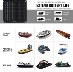 10W Solar Car Battery Charger Maintainer Waterproof 12V Trickle Outdoor Use