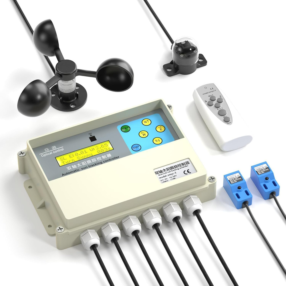 Dual-Axis Solar Tracker Controller Kit – Auto Sun Tracking with LCD, Wind Sensor
