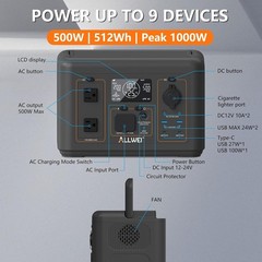 500W 512Wh Portable Solar Generator Station LiFePO4 Battery Power Bank