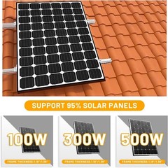 6 Sets Solar Panel Mounting Bracket Kit Tile Roof Rail Adjustable Clamps