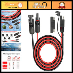 20FT 10AWG Solar Panel SAE Adapter Cable – RV Extension for Battery Charger Kit