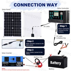 7000W 100A 110V Solar Panel Kit Complete Solar Power Generator Home Grid System