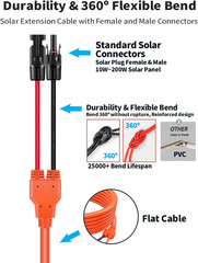 10Ft 10AWG Solar Panel Extension Cable 6Mm² One-Piece Solar Cable with Male and
