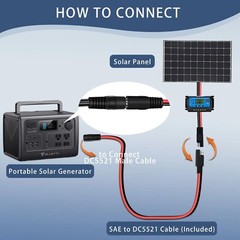 (2 Pack) SAE to DC Adapter for Jackery Solar Panel, to DC5521 Connecto