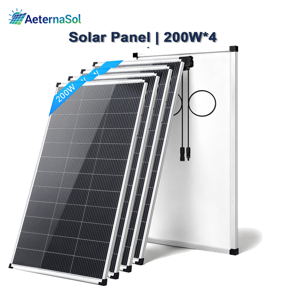 800W Solar Panel (200W*4)18V Monocrystalline Power RV Home Boat Camping Off-Grid
