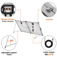 DOKIO 200W Portable Solar Suitcase Panel Kit for RVs/campers/off-grid battery