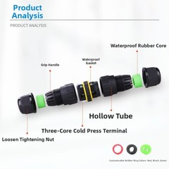 3 Pin Outdoor IP68 Junction Box Electrical Wire Connector for Marine Use