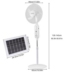 16 Inch Portable Solar Floor Fan Rechargeable Solar Panel Standing Pedestal Fan
