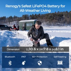 Renogy 12V 100Ah Battery Bluetooth Self-Heating LiFePO4 Excellent – Refurbished
