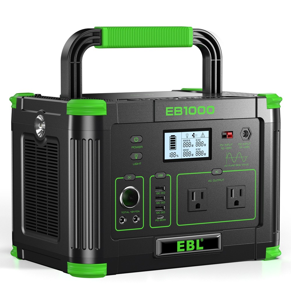 1000W 999Wh Power Station Portable Charger Generator RV LiFePO4 Backup Battery