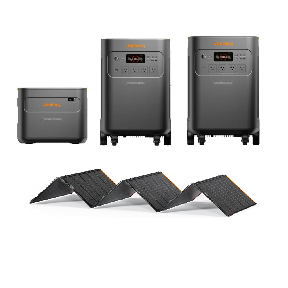 Jackery E5000 Plus Power Station QTY 2 + 1 Extra Battery + 1 500W Solar Panel