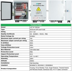 Efficient Solar PV Combiner Box 6 Strings DC500V with Easy Plug-and-Play Setup
