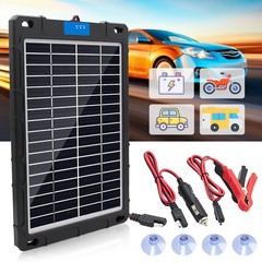 12V Solar Trickle Charger 20W Solar Panel Kit Car RV Trailer Battery Maintainer