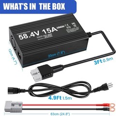 48 Volt/58.4V 15A LiFePO4 Battery Charger for 48V/ 51.2V Lithium Battery for Gol