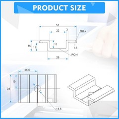 12 Pack Solar Panel Mid Clamps 1.06 Inch Solar Panel Bracket Aluminium Mid Clamp