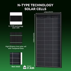 300W 600W 900W 1200W Bifacial N-Type Solar Panel Mono 12V Charger Camp Off-Grid