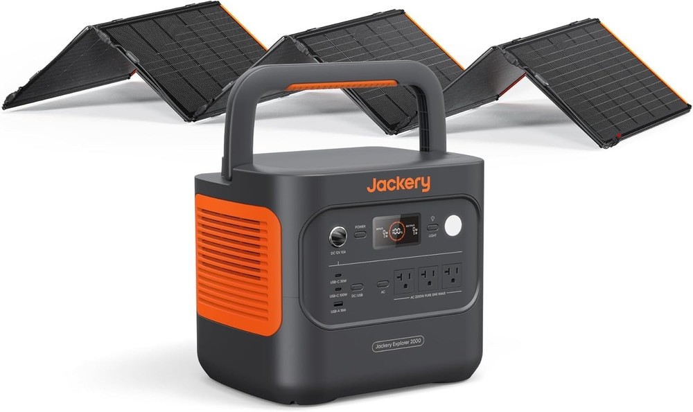 Jackery Explorer 2000 v2 Black Portable Power Station with 500W Solar Panel