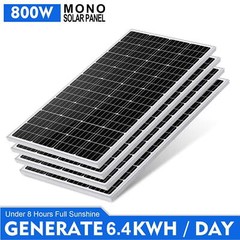 4 x 200 Watts 12 Volt Monocrystalline Solar Panel 1000W PV Power for RV Boat