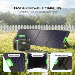 200W Portable Solar Panel for Power Station, Foldable Solar Charger w/ 4 Kick…