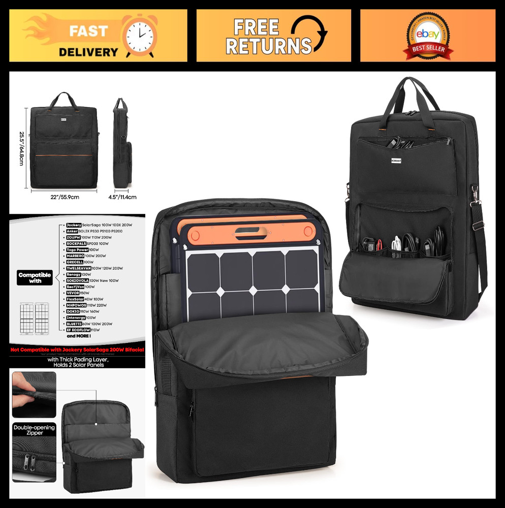 Solar Panel Storage Bag for Jackery 100W | Padded Travel Case, Double-Layer Carr