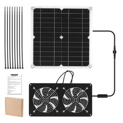 15W Solar Panel Fan Kit Dual 12V Exhaust Fans for Greenhouse Chicken Coop Pets