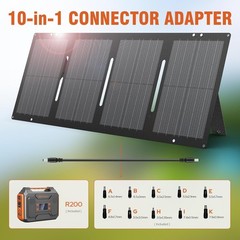 Portable Solar Generator 300W Power Station USB DC AC Outlet