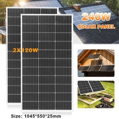 240W Watt Glass Solar Panel Monocrystalline PV Modul for RVs Camping Boat IP68