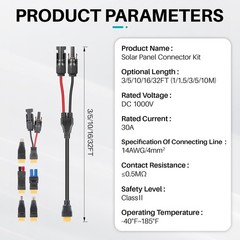 6-in-1 Solar Panel Connector Cable Kit, 14AWG Heavy-Duty Weatherproof Extensi…