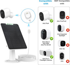 4 Pack 6W Solar Panel Charger for Arlo Pro 5S/Pro 4/Pro 3/Pro 3 Floodlight/Ultra