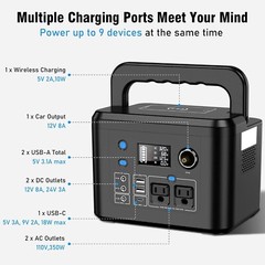 Open Box Powkey 350W Portable Solar Generator, 70000mAh with 60W Solar Panel