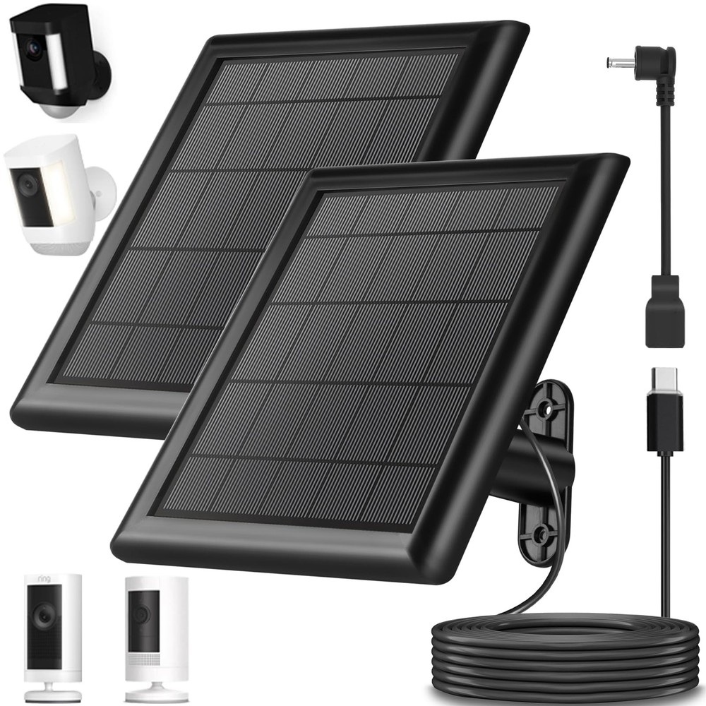 8W Solar Panel Charger for Ring Camera, 9.8inch Camcorder Solar Panel with 10…