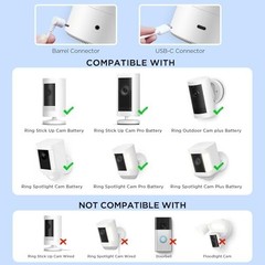Solar Charger for Ring Camera – Compatible with Stick Up Cam & Spotlight Cam, 13