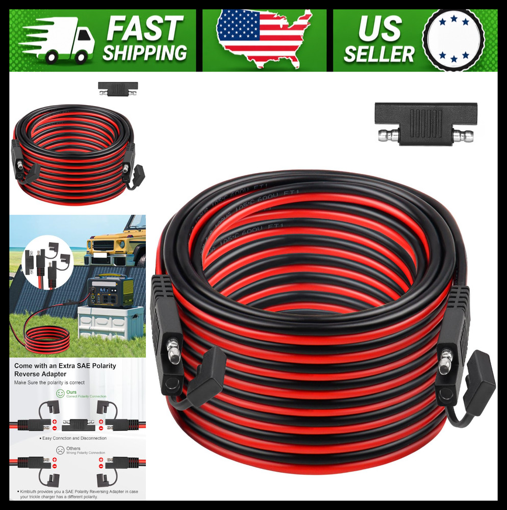 SAE Extension Cable 10AWG 75FT Quick Disconnect Tinned Copper Wire with SAE