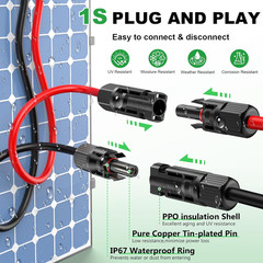 Solar Extension Cable 40Ft, Solar Wire 10AWG, Tinned Copper PV Cable 10Gauge, So
