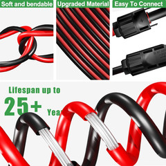 Twin Wire Solar Extension Cable 60FT – 10AWG (6Mm²) Solar Panel Tinned Copper Wi