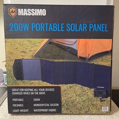 MASSIMO 200W Portable Solar Panel, Foldable, Waterproof Fabric, New (1197)