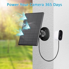 2W Security Camera Solar Panel IP65 Waterproof USB C Micro USB Black 2 Pack