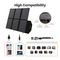 Foldable Solar Panel 60W QC3.0 USB A C DC5521 for Power Station