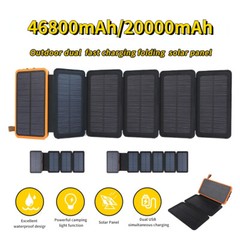 46800mAh Portable 6 Solar Panel Folding Power Bank Outdoor Camping Phone Charger